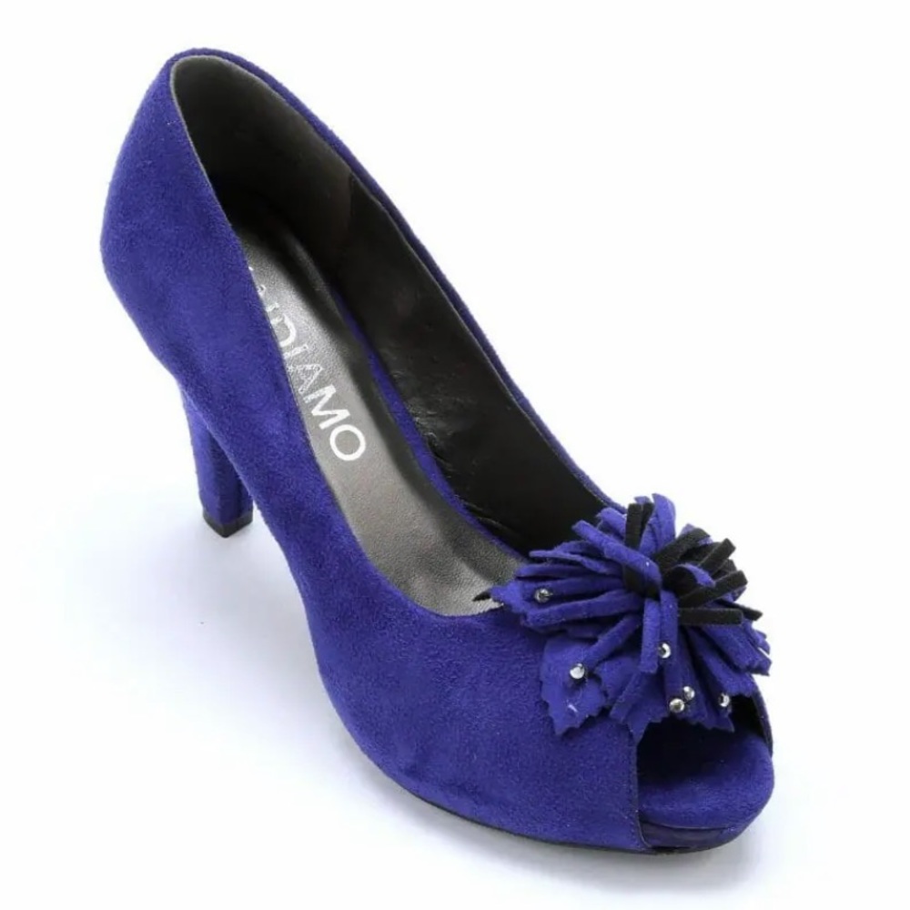 NWOB Blue Purple “Bounty” peep toe pumps with flower accent  - Andiamo 8W